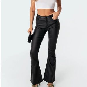 Edikted Luna faux leather flare jeans